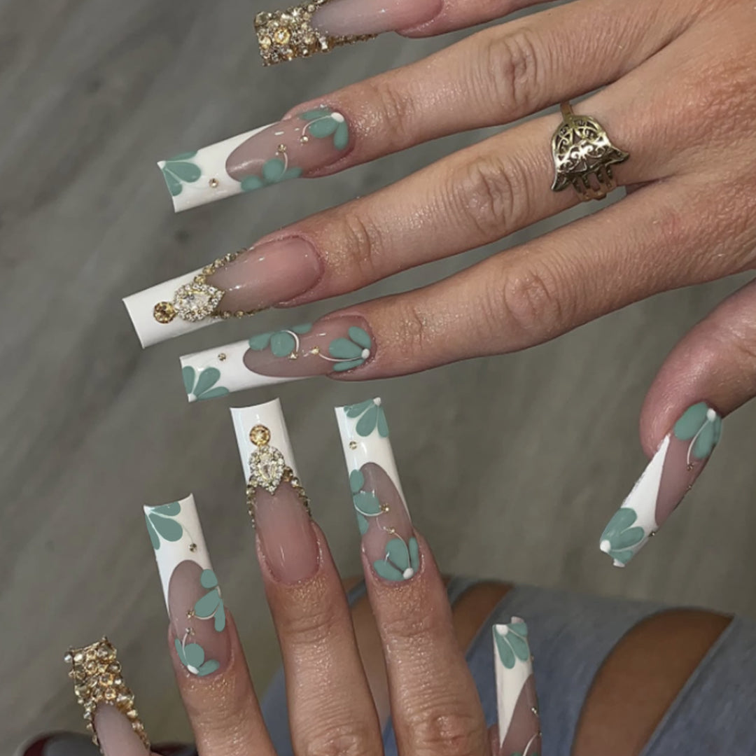 Elegant Floral Stiletto Nail Enhancements Kalsten