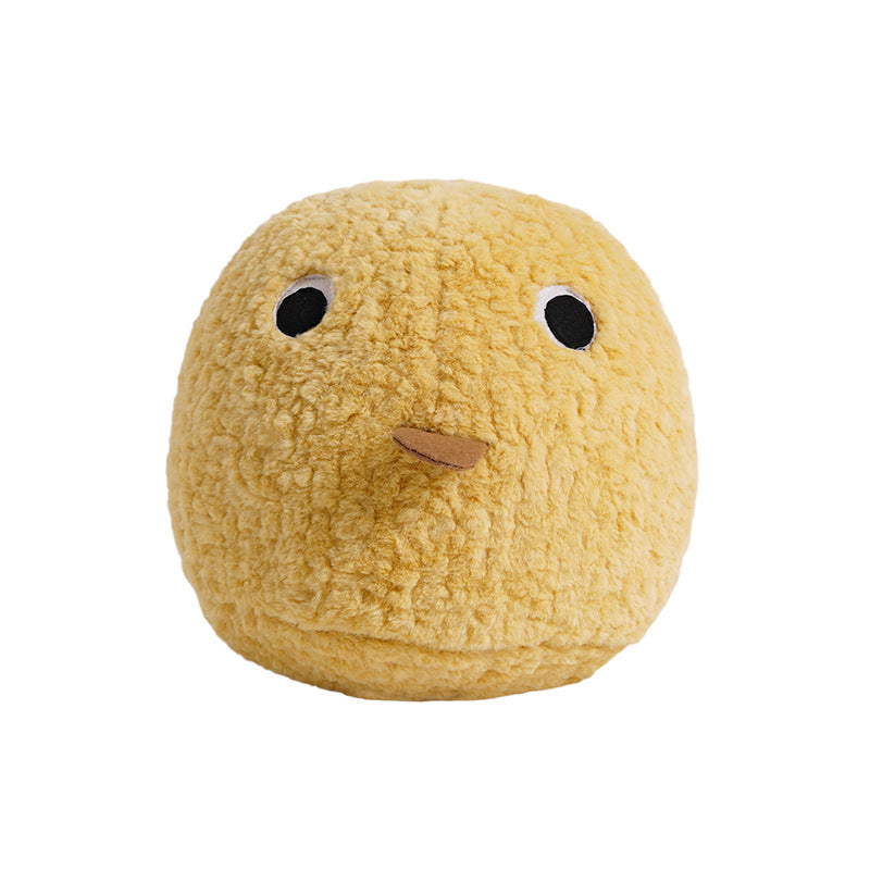 Round plush floor seat cushion with face application and shape-stable filling