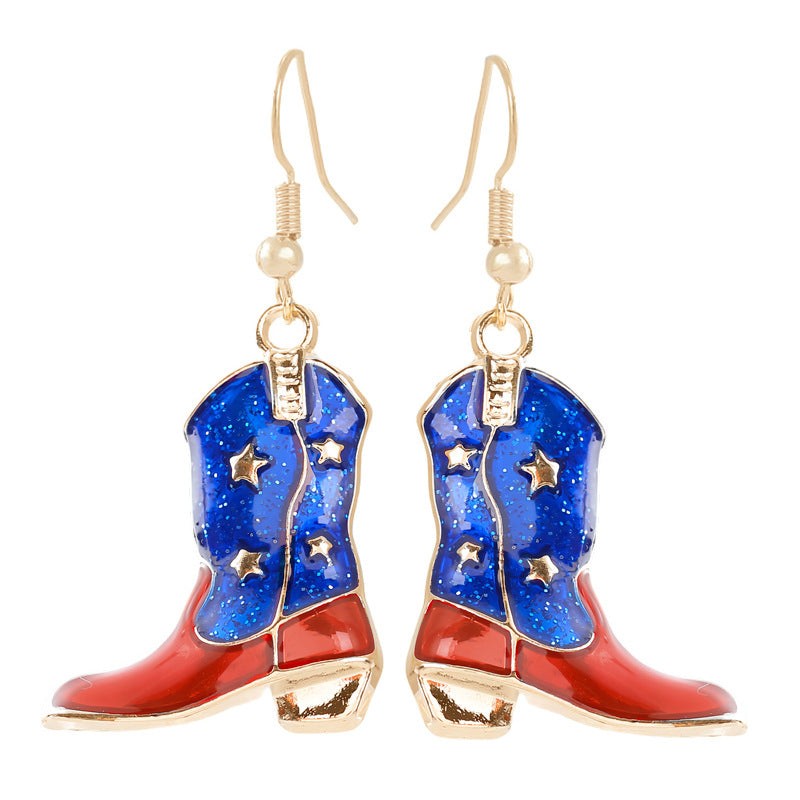 Women nan enamel horseshoe earrings with star motif and fishhook closure Kalsten