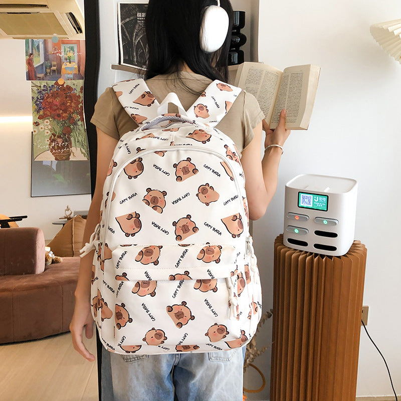 Backpack with Child-Friendly Capybara Design and Practical Compartments Kalsten