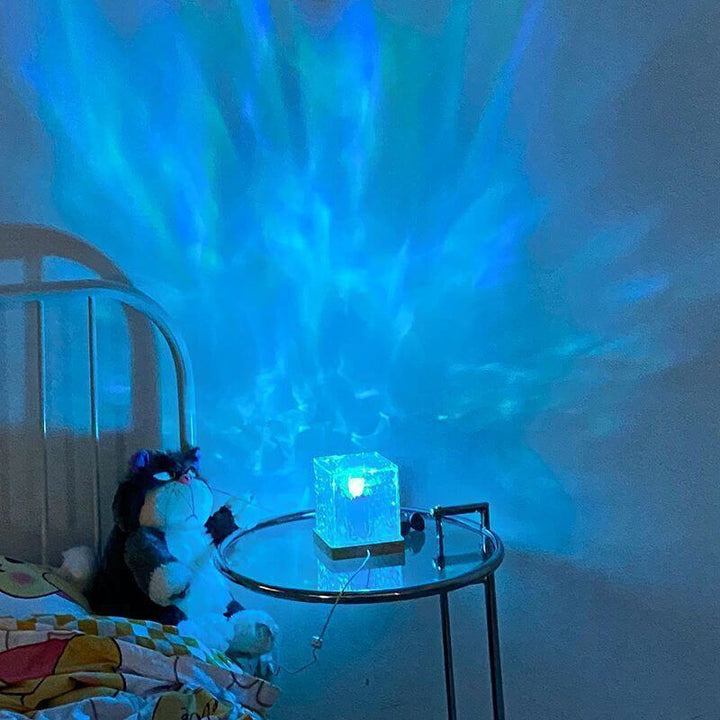 16 Colors LED Water Ripple Ambient Night Light USB Rotating Projection Crystal Table Lamp RGB Dimmable Home Decoration | Kalsten