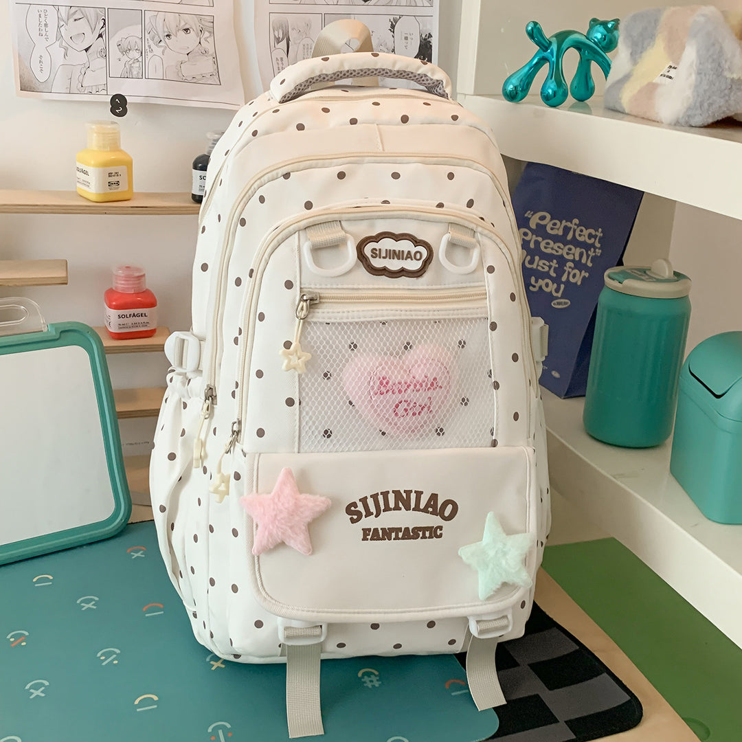 Stylish Polka Dot School Backpack Kalsten