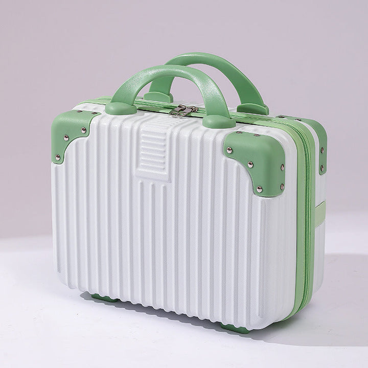 compact hard-shell travel vanity cosmetic and tech organizer with ribbed shell reinforced corners removable padded insert Kalsten