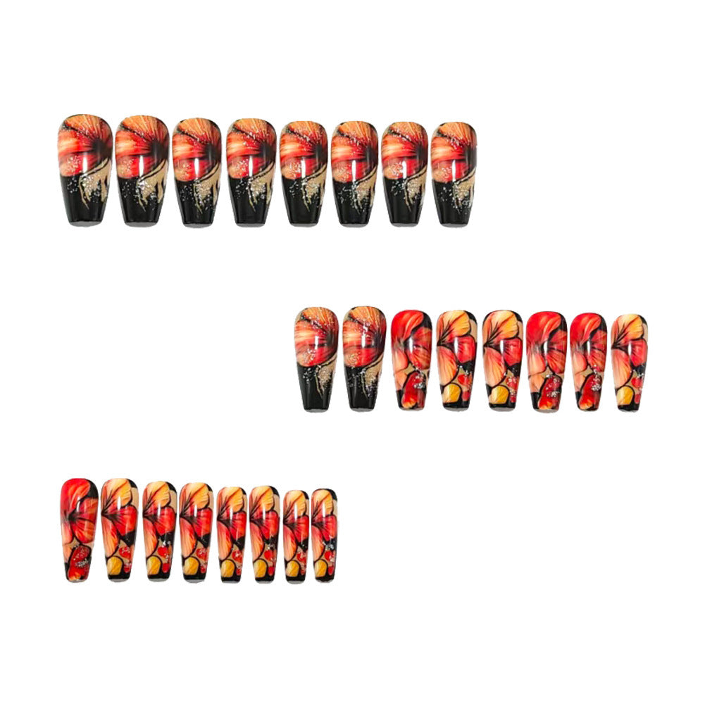 Artificial nails with floral designs and glitter accents Kalsten