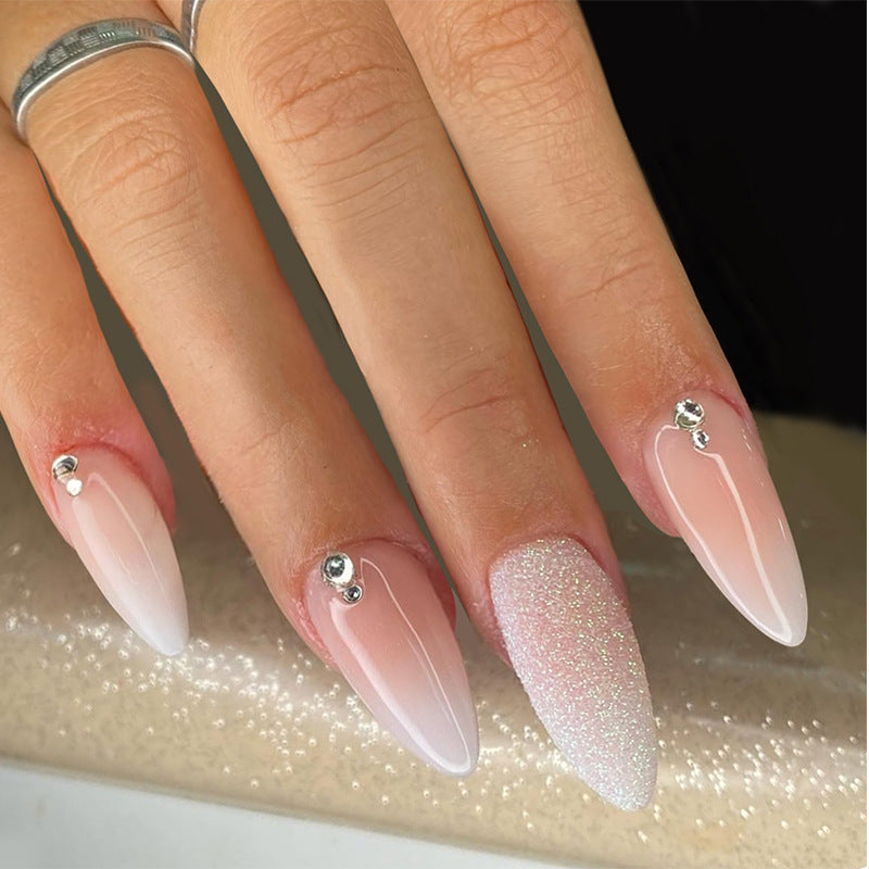 Glamorous Stiletto Press-On Nail Art Set with Rhinestone Accents