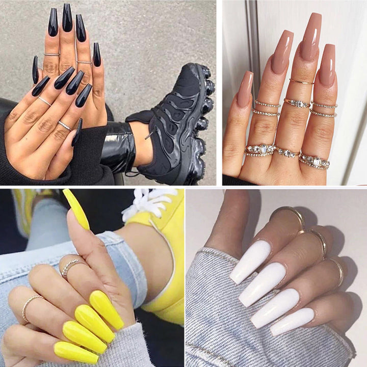 Long Coffin Press-On Nail Tips
