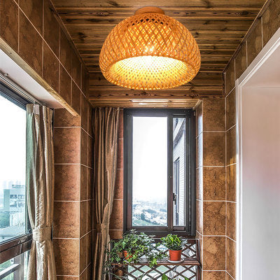 Woven Bamboo Pendant Light Fixture