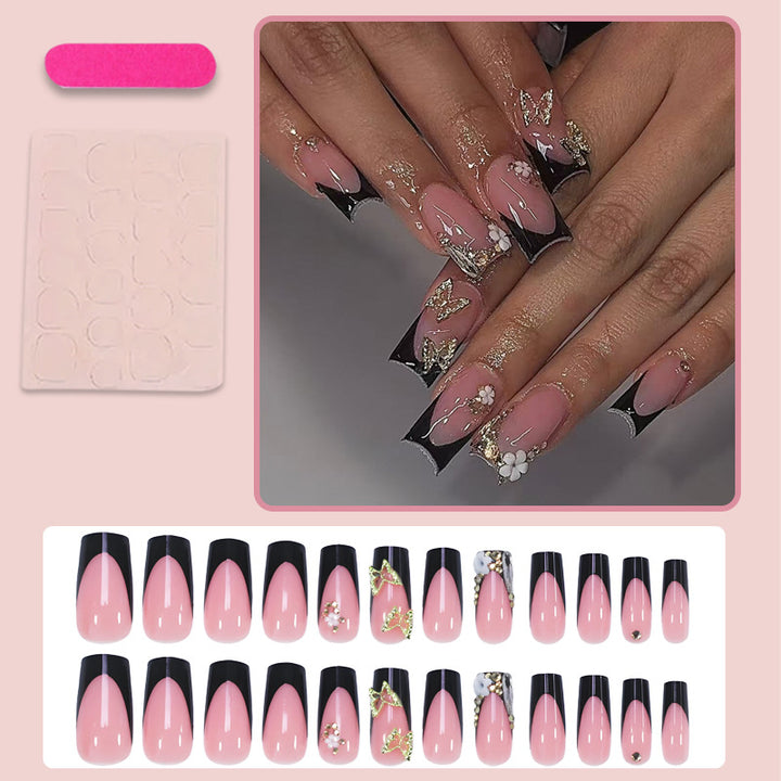 Creative nail art set with romantic floral designs and glamorous accents Kalsten