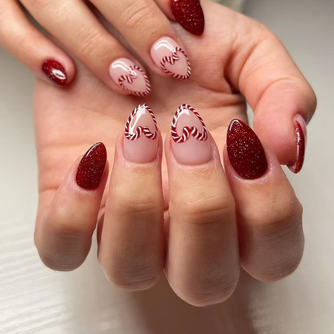 Festive Candy Cane Nail Art Set