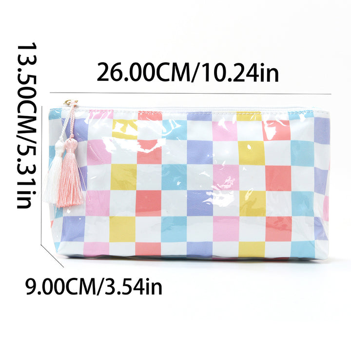Cosmetic storage bag with water-repellent surface and tassel detail Kalsten