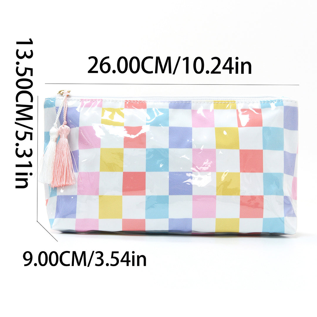 Cosmetic pouch with colorful check pattern Kalsten