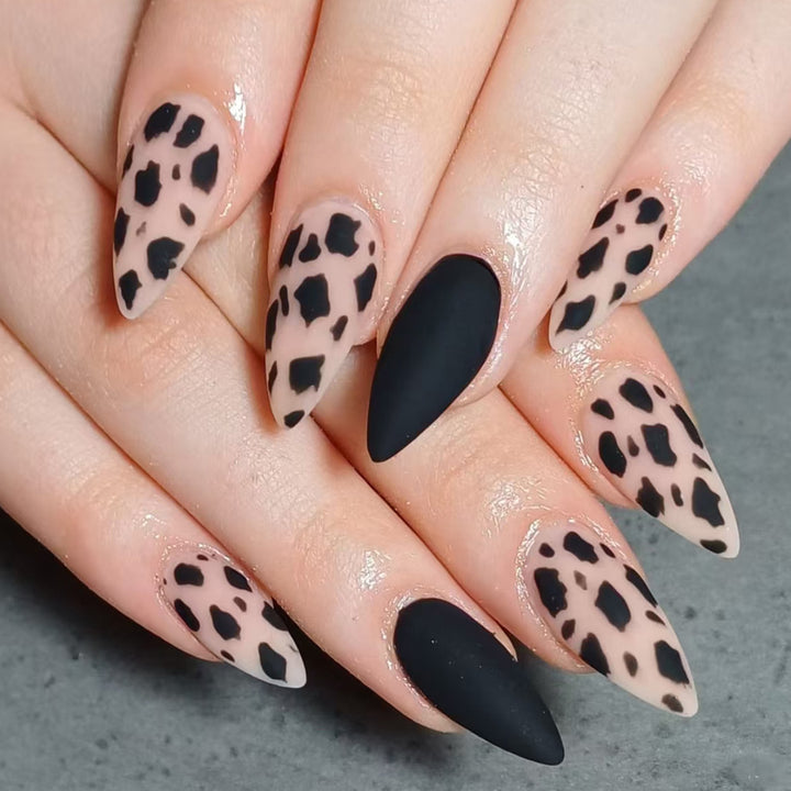 Artistic Stiletto Press-On Nails with Leopard Design Kalsten