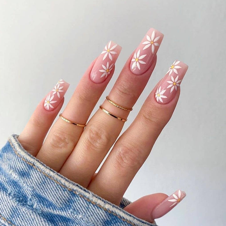 Artistic Nail Extensions with Blooming Accents Kalsten