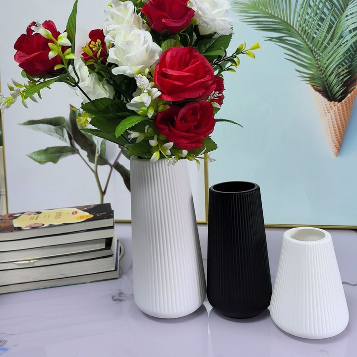 Textured Ribbed Decorative Vase Set Kalsten