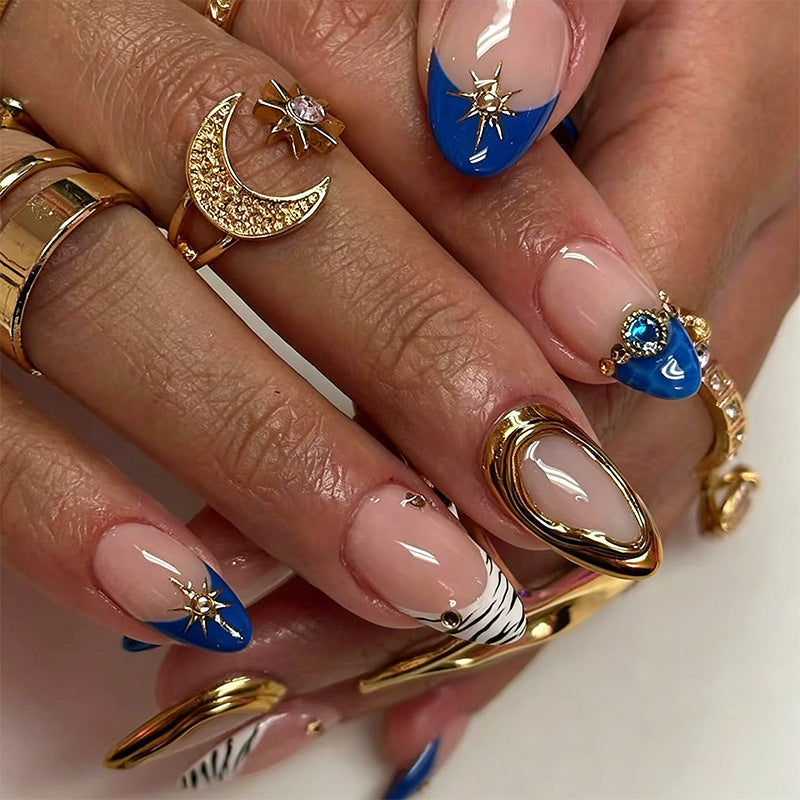 Acrylic nail set with elegant flower and glitter design Kalsten