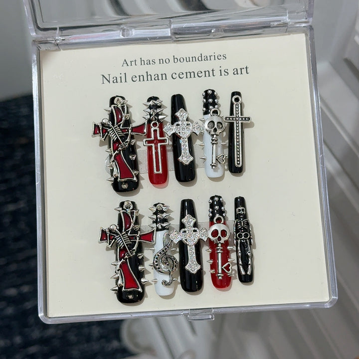 Gothic-Inspired Decorative Nail Art Enhancements