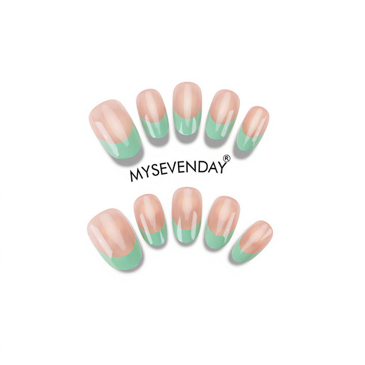 Stylish Press-On Nail Set with French Tip Design Kalsten