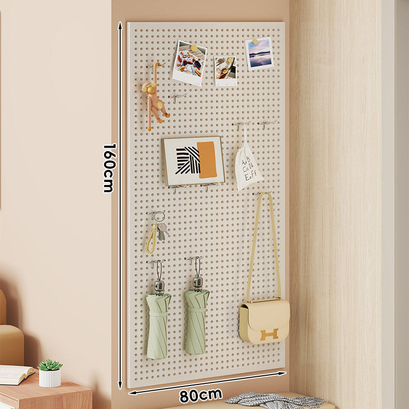 Wall-Mounted Perforated Pegboard Organizer Panel with Modular Hooks