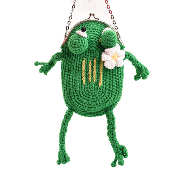 Frog-Shaped Crochet Mini Handbag