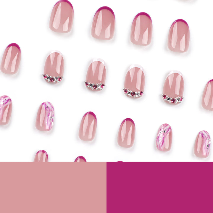 Elegant artificial nails with glamorous gradient colors and rhinestone accents Kalsten