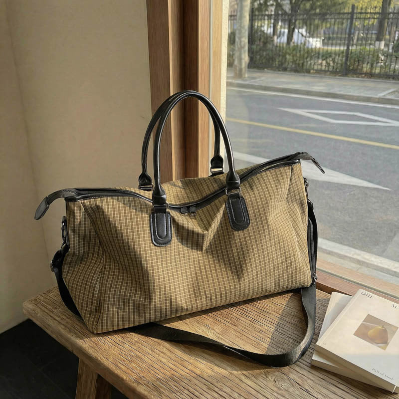 Sporty Travel Bag With Stylish Checkered Pattern Kalsten