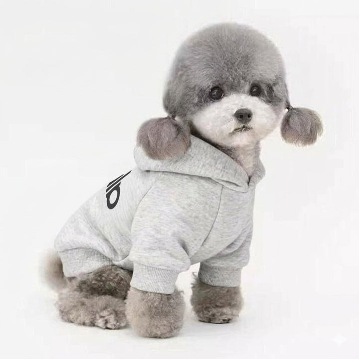 Small Dog Cotton-Blend Hooded Pullover Sweatshirt with Ribbed Cuffs and Logo Print