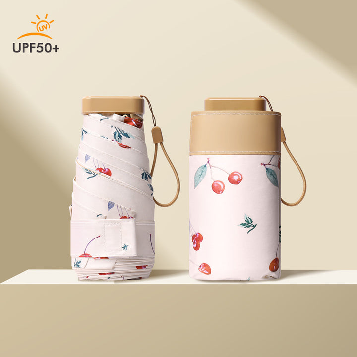 Women Foldable Umbrella with Fruity Design and Integrated Carry Bag Kalsten