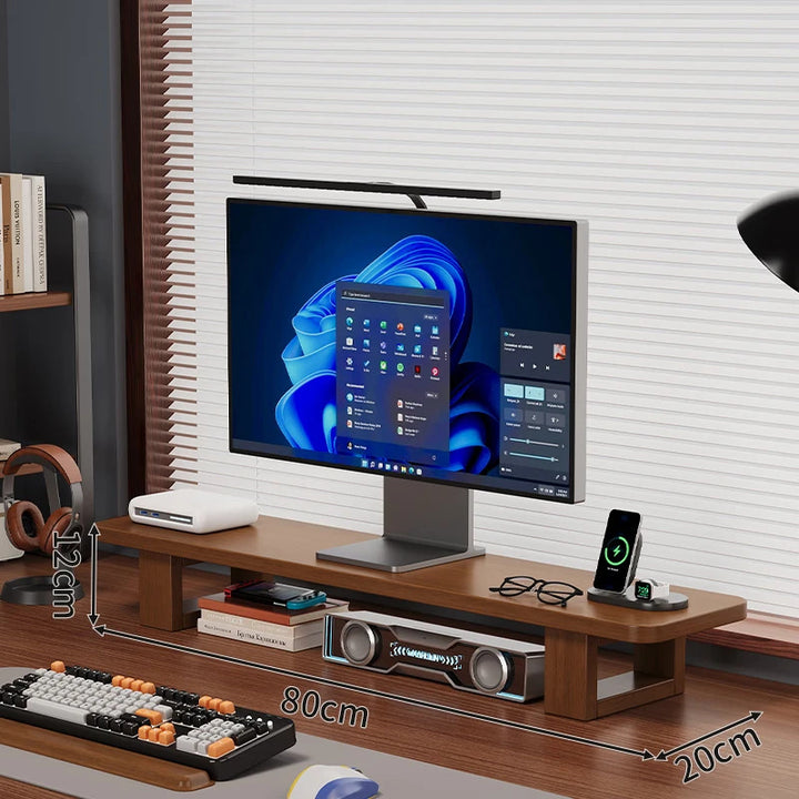 Modern Wooden Monitor Stand with Cable Management Kalsten