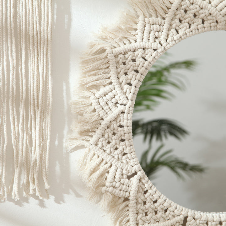 Macrame Decorative Round Wall Mirror Kalsten