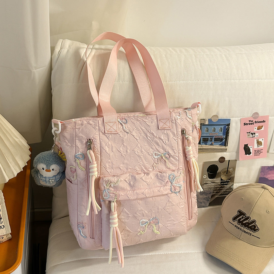 Embroidered Quilted Backpack Kalsten