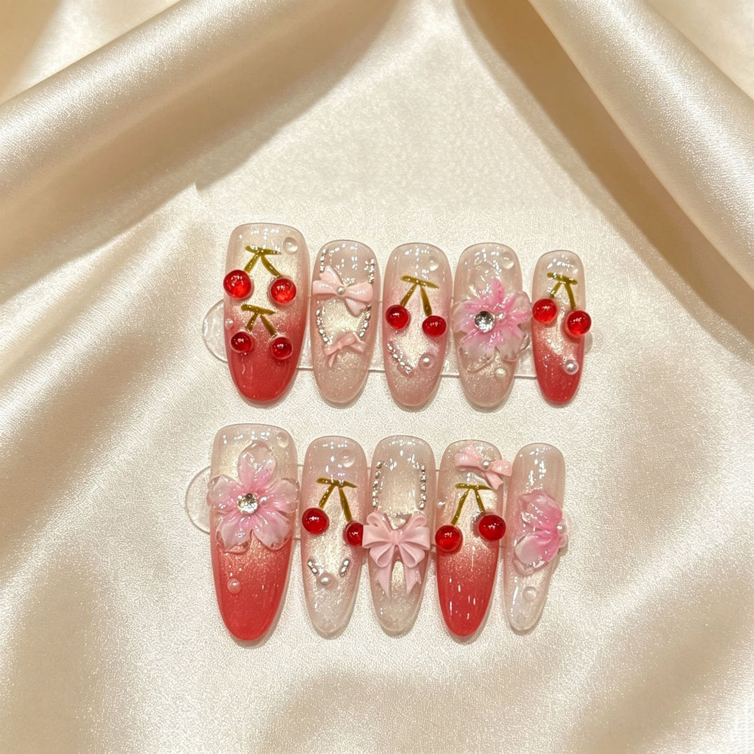 Artistic Cherry Blossom Press-On Nails