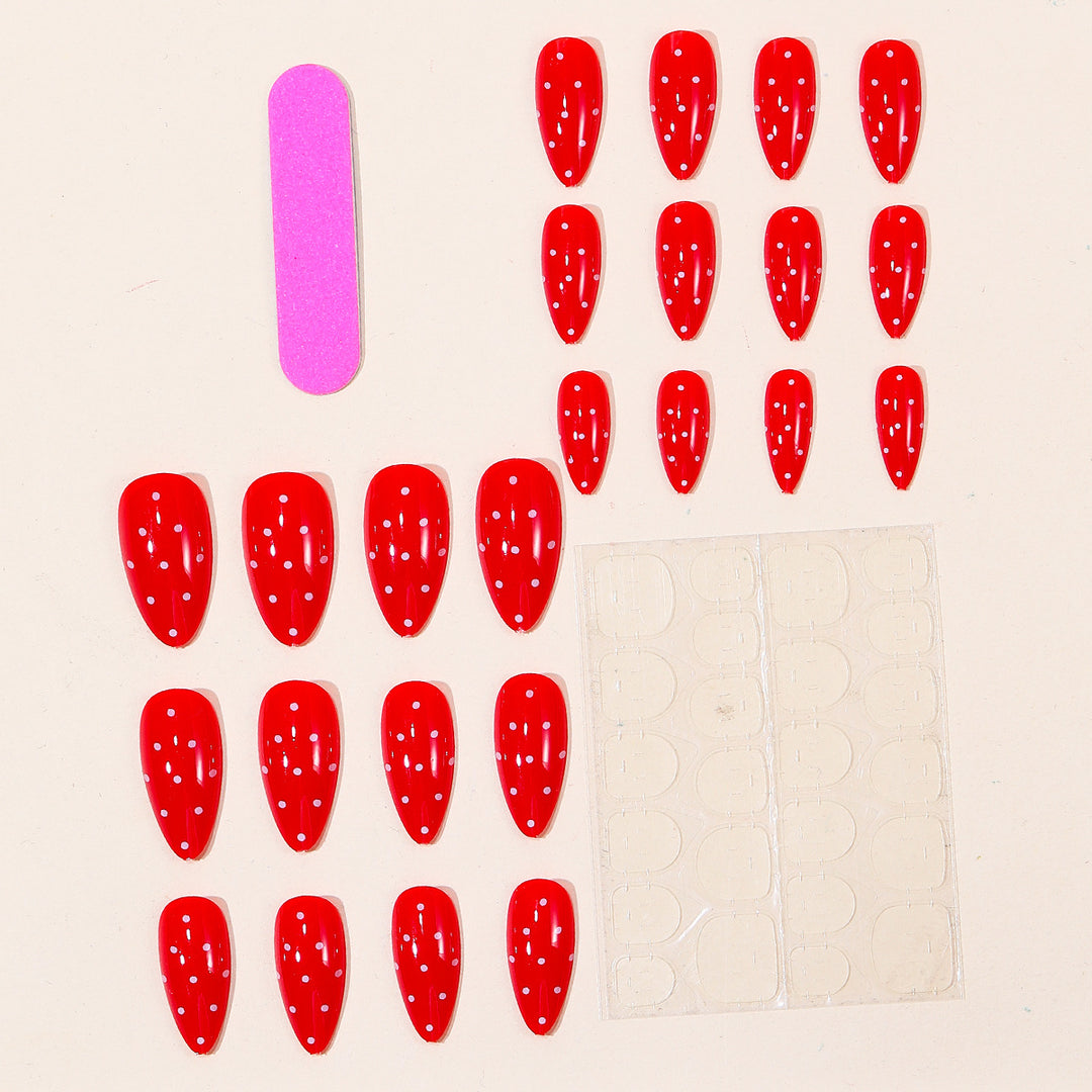 Glossy Polka Dot Stiletto Nail Art Extensions Kalsten