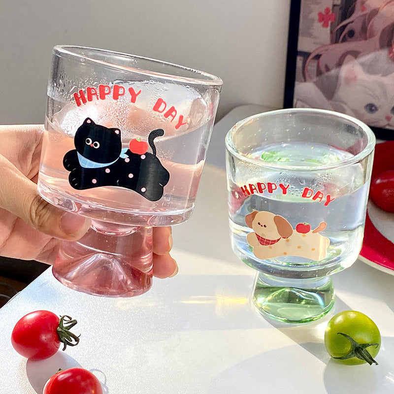 Glass chalice with cheerful cat motif Kalsten