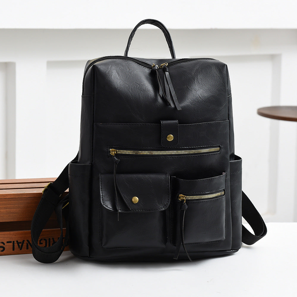 Stylish Multi-Pocket Faux Leather Backpack Kalsten