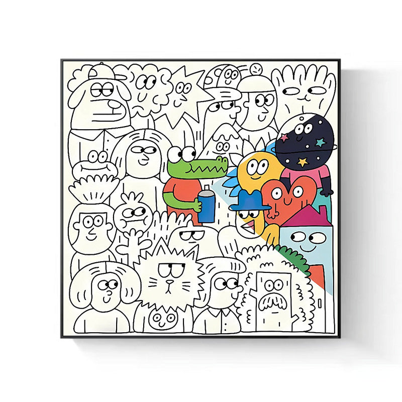 Playful Cartoon Character Canvas Artwork