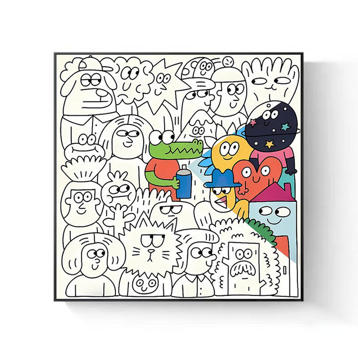 Playful Cartoon Character Canvas Artwork