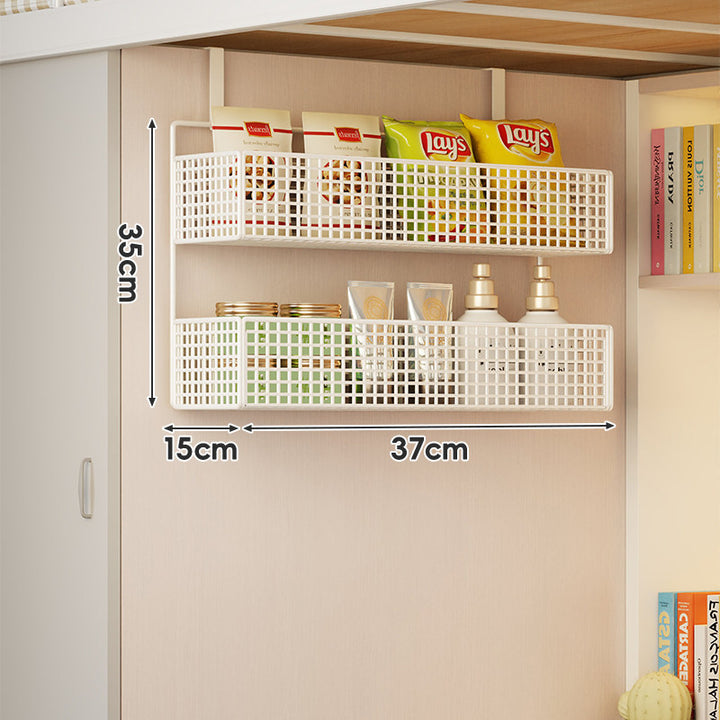 Wall-Mounted Grid Mesh Stacked Tiered Pantry and Bathroom Storage Baskets