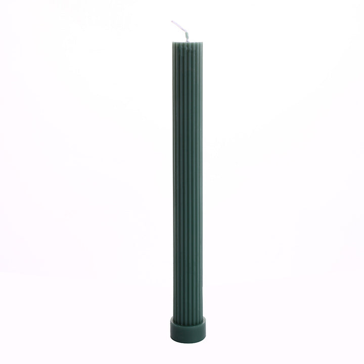 Sculptural Column Pillar Candle with Vertical Fluted Texture and Weighted Base