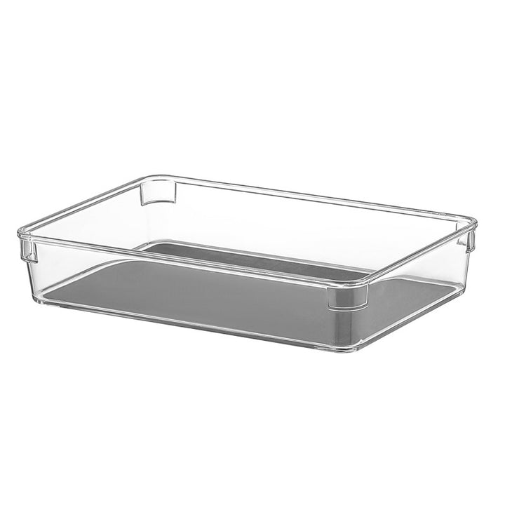 Narrow acrylic storage container for refrigerator door and drawers