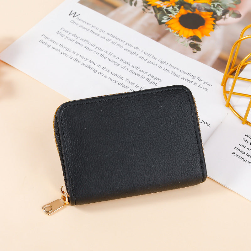 Compact Zippered Leather Wallet
