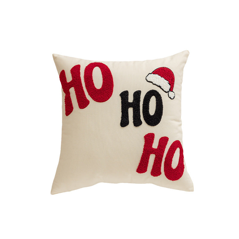 Holiday Tufted Chenille Square Throw Pillow with Raised Tree Motif and Hidden Zipper