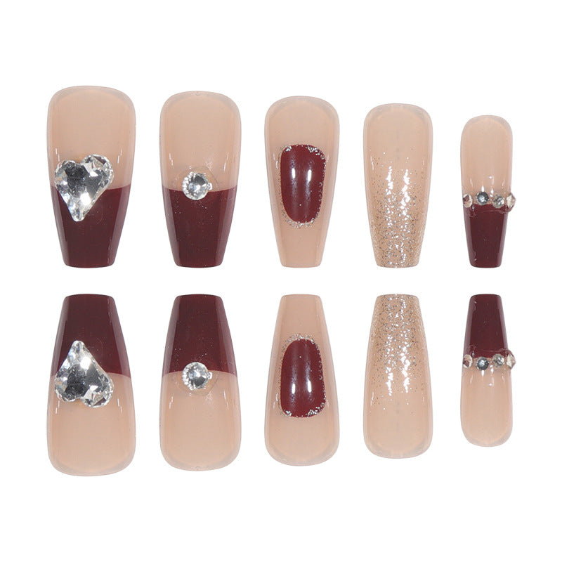 Decorative Press-On Acrylic Nails with Glitter and Gem Accents Kalsten
