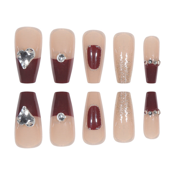 Decorative Press-On Acrylic Nails with Glitter and Gem Accents Kalsten