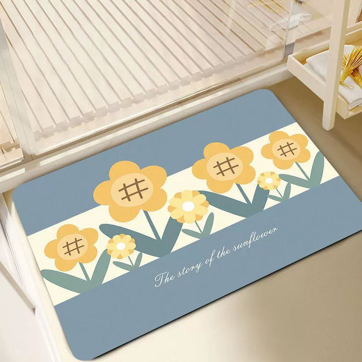 Floral-Themed Anti-Slip Bath Mat