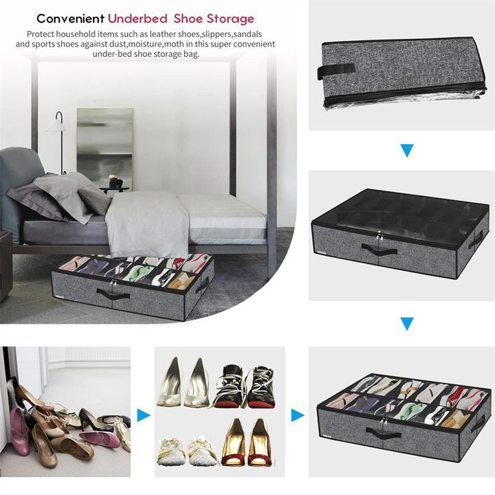 Under-Bed Storage Organizer Box with Clear Lid
