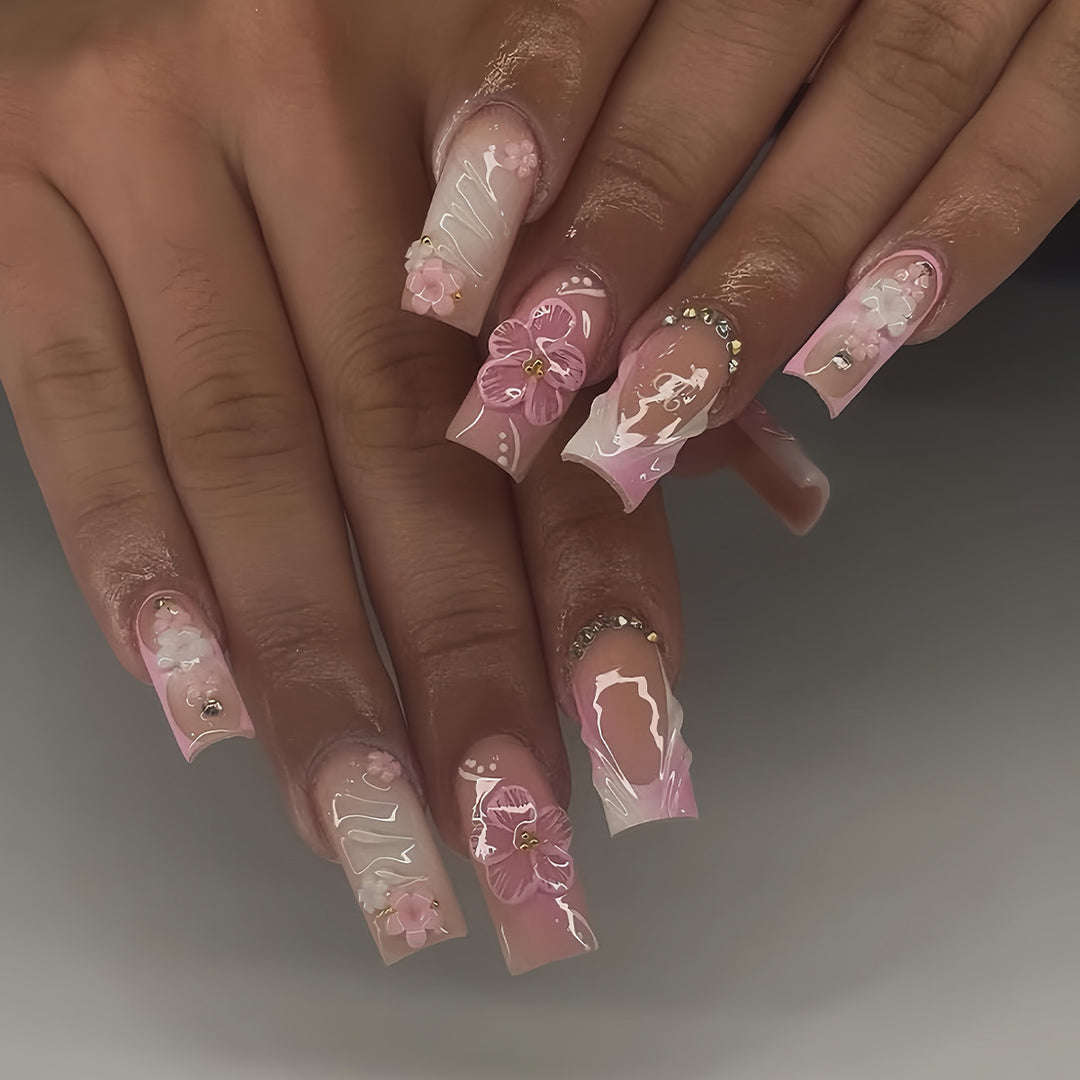 Decorative Floral Press-On Nail Art Set Kalsten