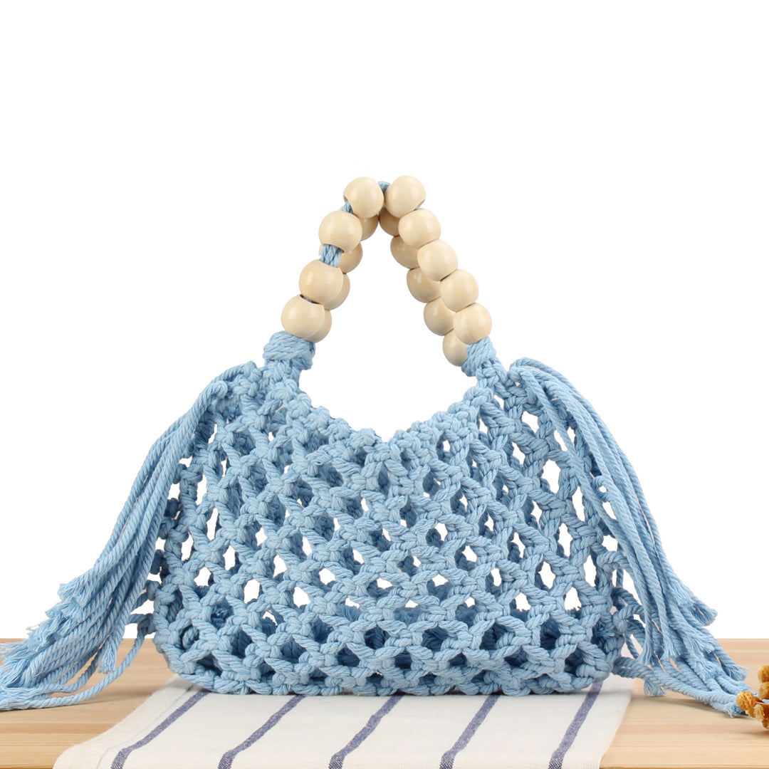 Handmade Macrame Bag with Wooden Handles Kalsten