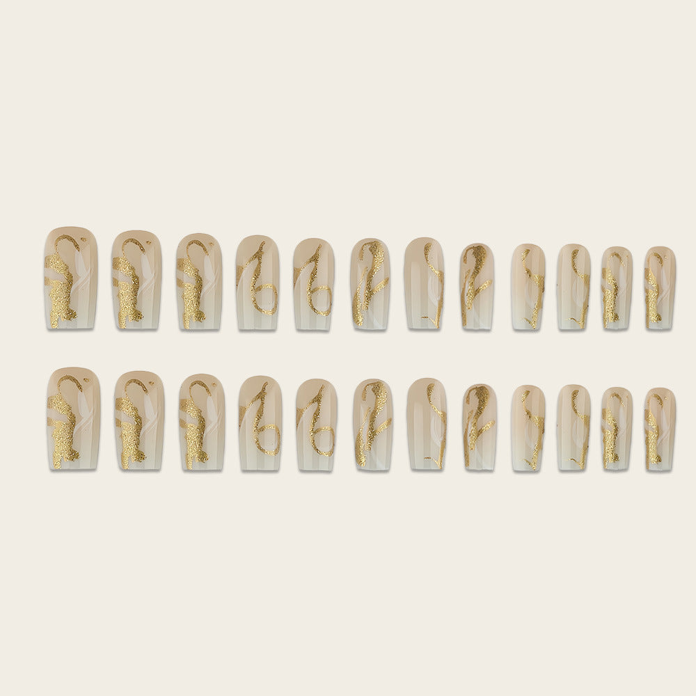 Artificial nails with elegant gold accents Kalsten