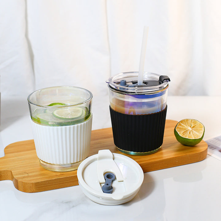 Ladies Insulated Drinking Cup with Flexible Silicone Cover and Integrated Straw Kalsten