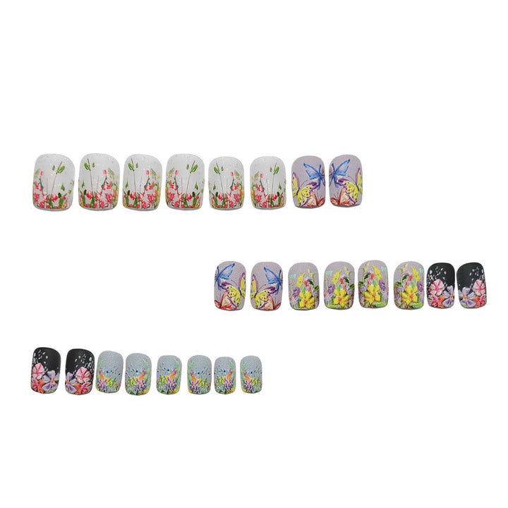 Artificial Nail Set with Floral 3D Designs Kalsten